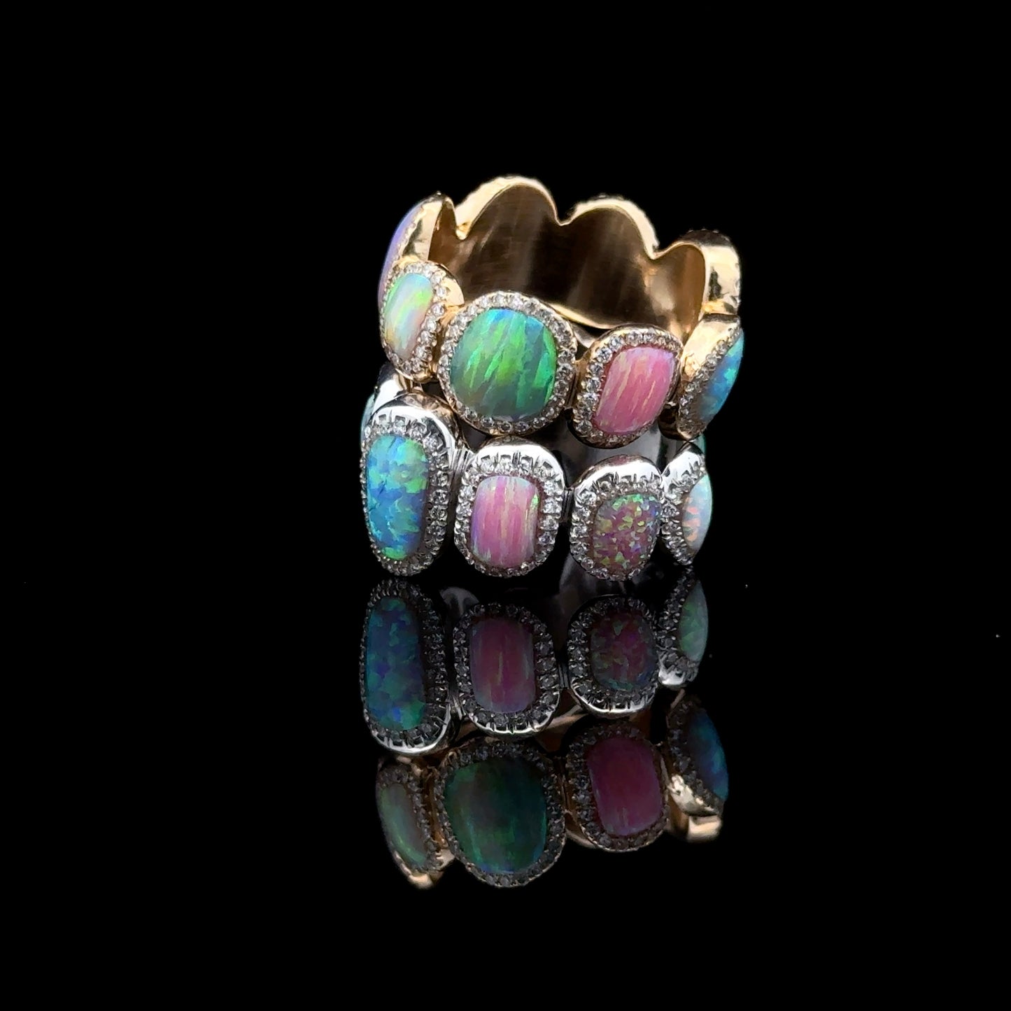 Opal & Diamond Gold Grillz Rings