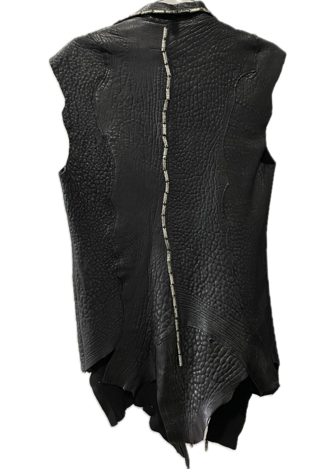 Leather Vest Detailed with Metal Collar