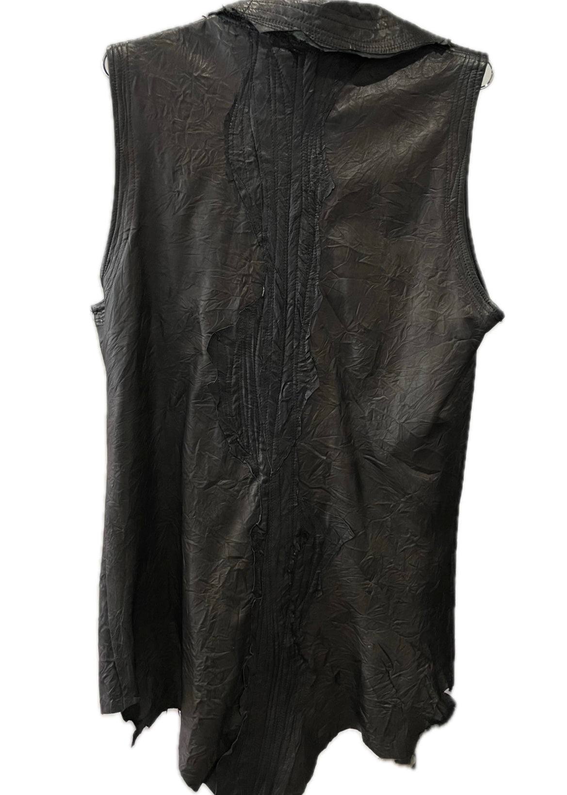Leather Vest With Raw Edges