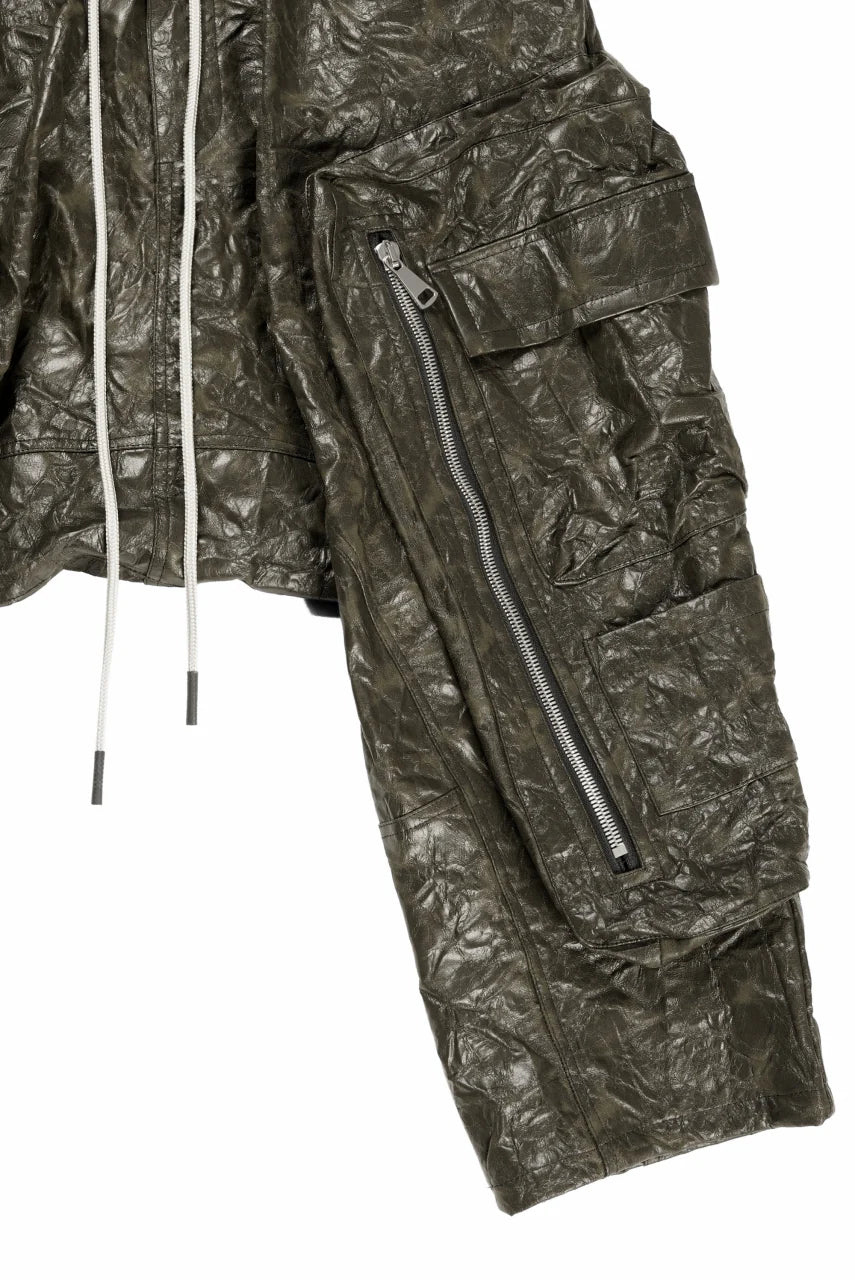 DROP CLOTCH WIDE PANTS / WASHER SYNTHETIC LEATHER (KHAKI)