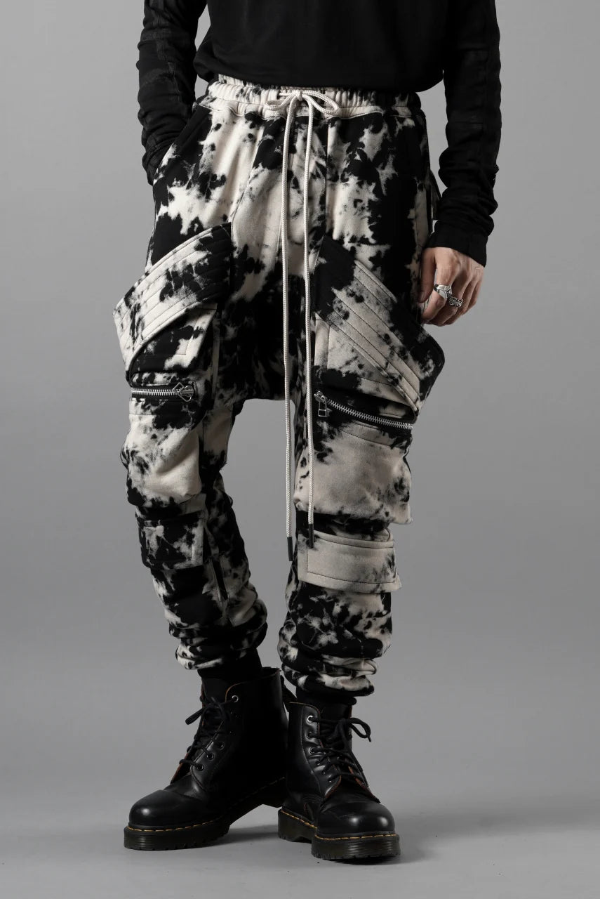 BELT CARGO SAROUEL JOGGER / MOTTLED DYING (BLACK x IVORY)