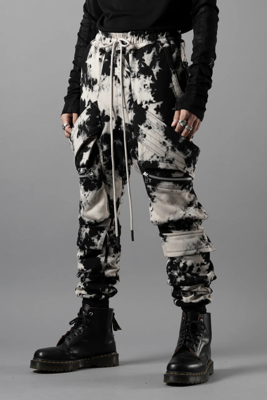 BELT CARGO SAROUEL JOGGER / MOTTLED DYING (BLACK x IVORY)