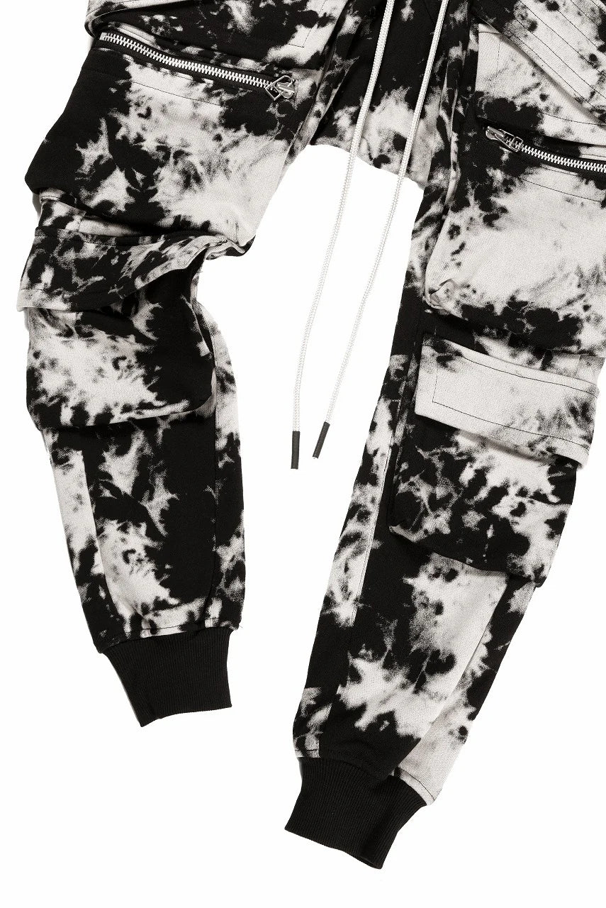 BELT CARGO SAROUEL JOGGER / MOTTLED DYING (BLACK x IVORY)