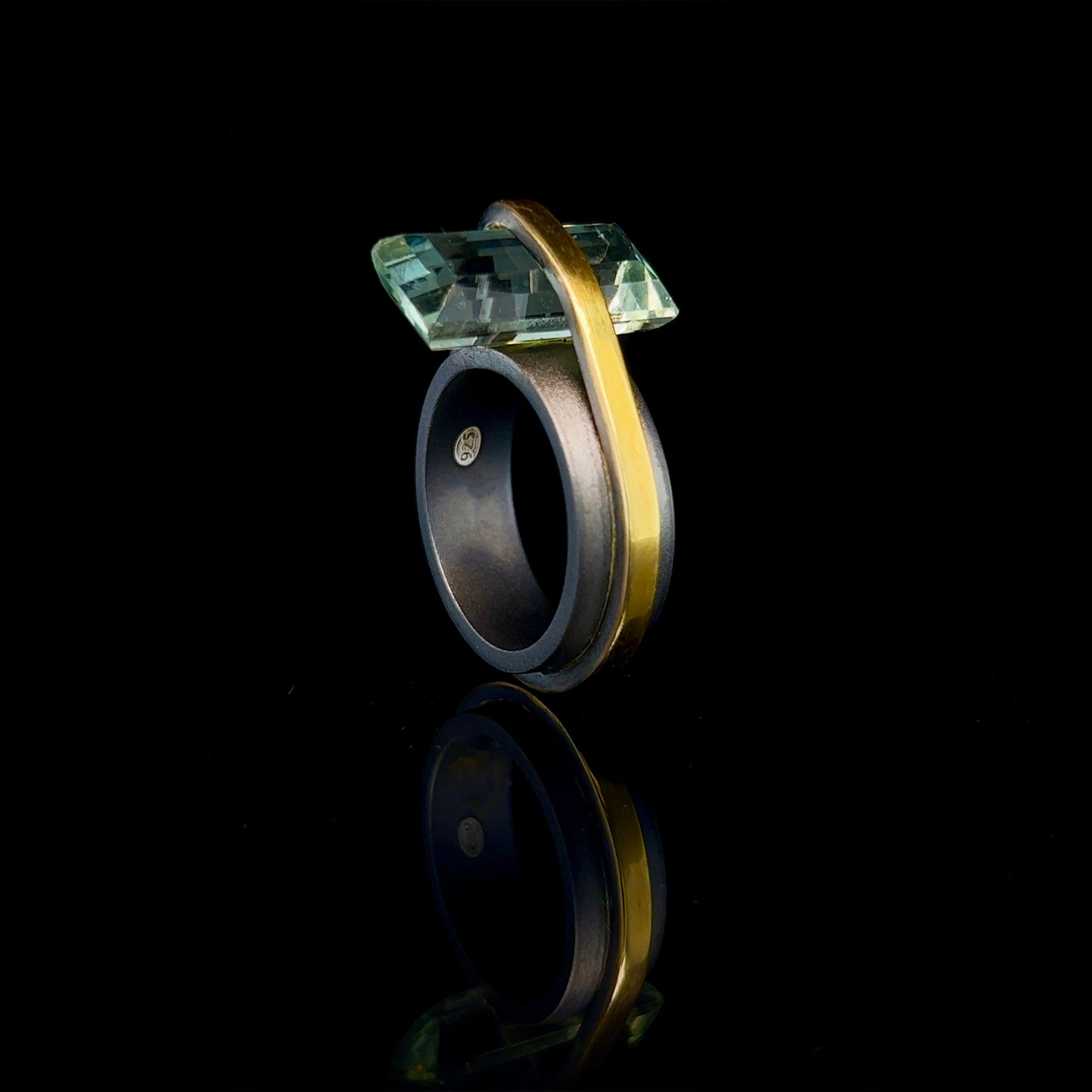 Slave Ring - Green Amethyst & Black Rhodium