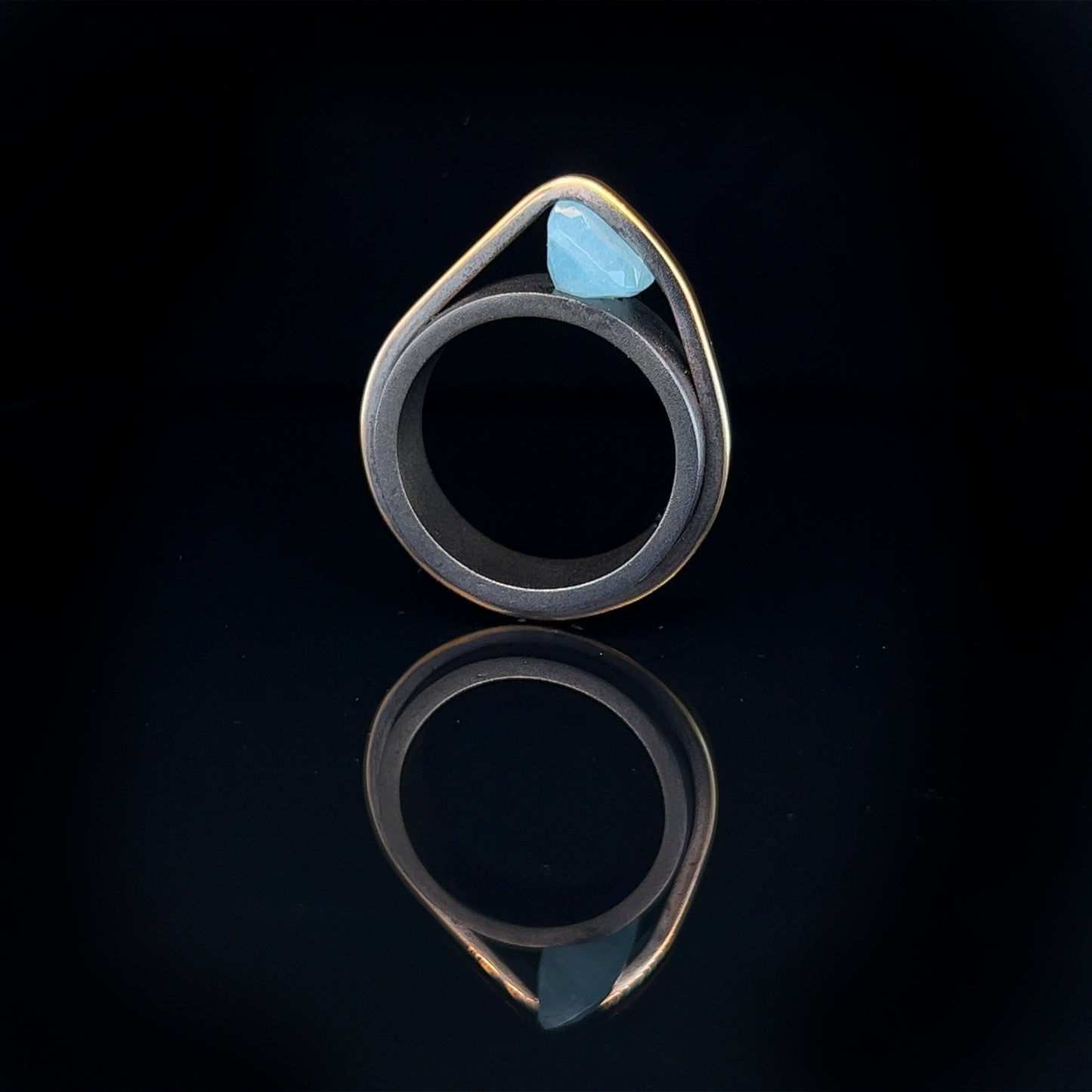 Slave Ring - Aquamarine & Black Rhodium