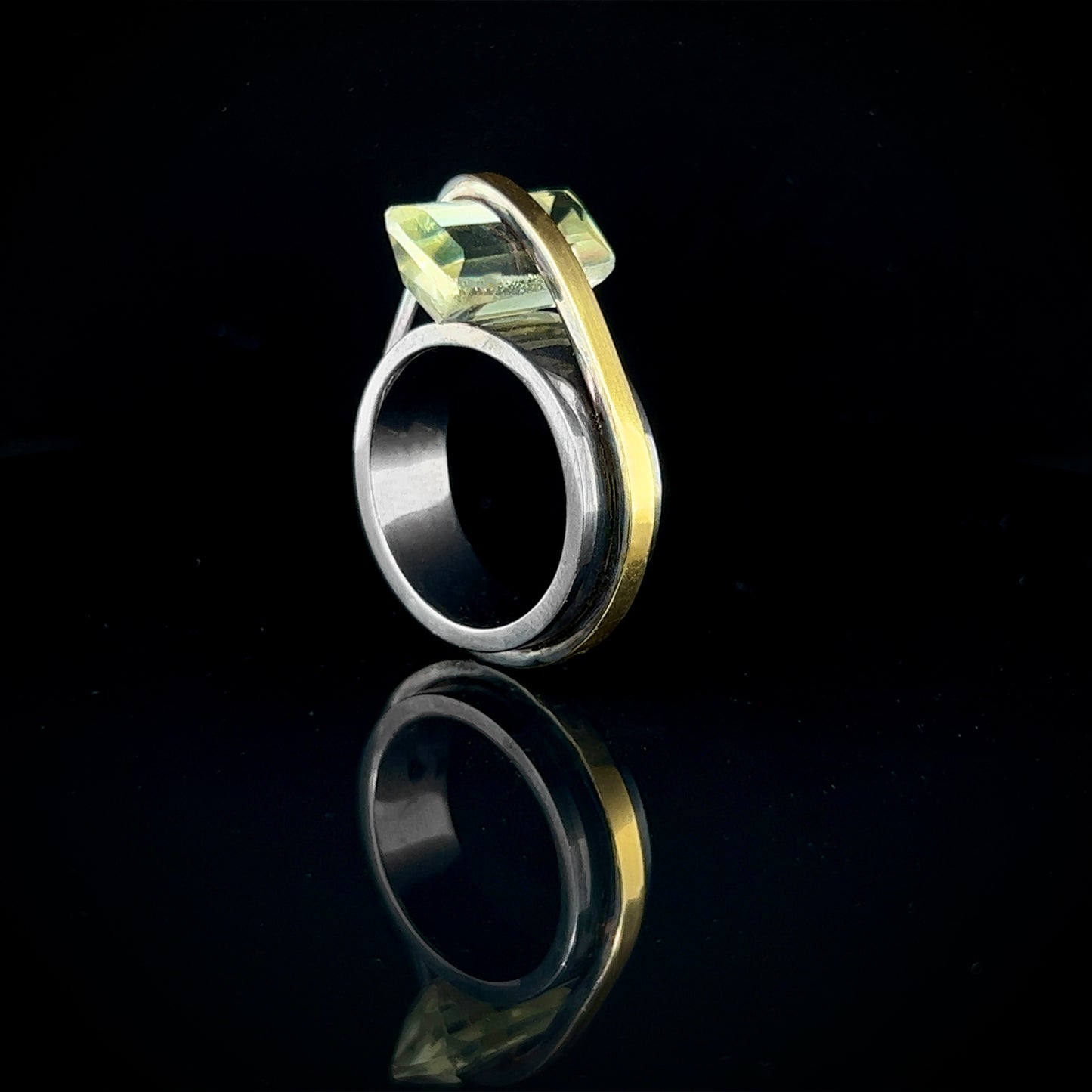 Slave Ring - Green Amethyst & High Polish Black Rhodium