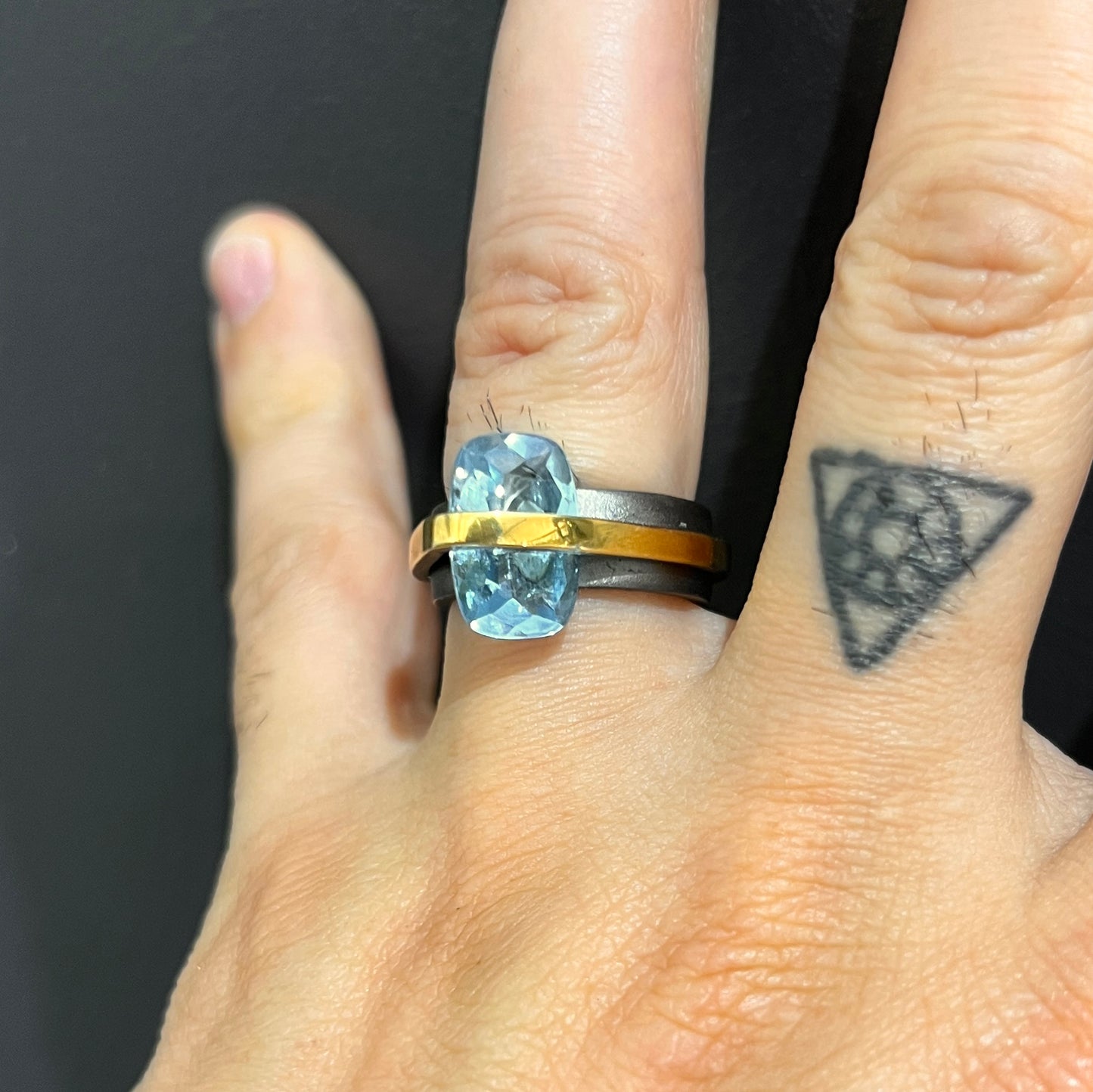 Slave Ring - Blue Topaz & Black Rhodium