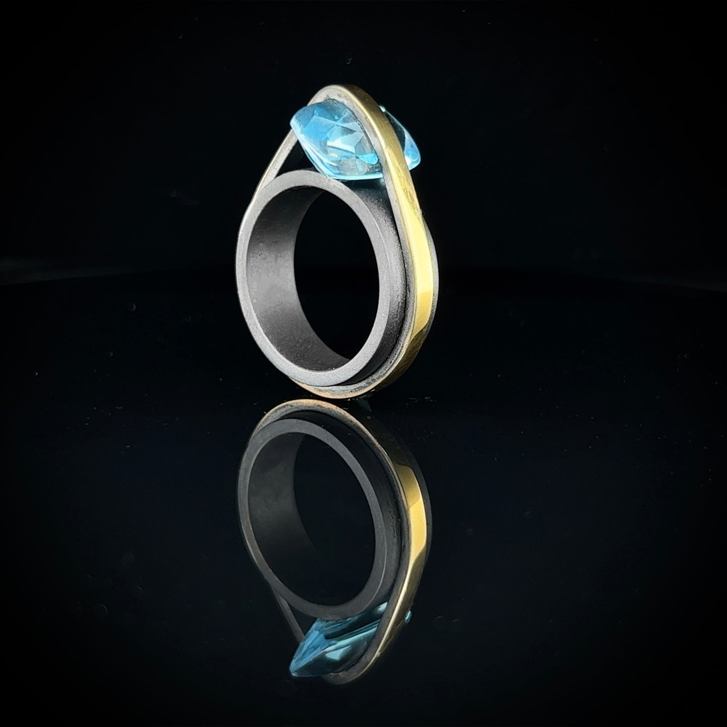 Slave Ring - Blue Topaz & Black Rhodium