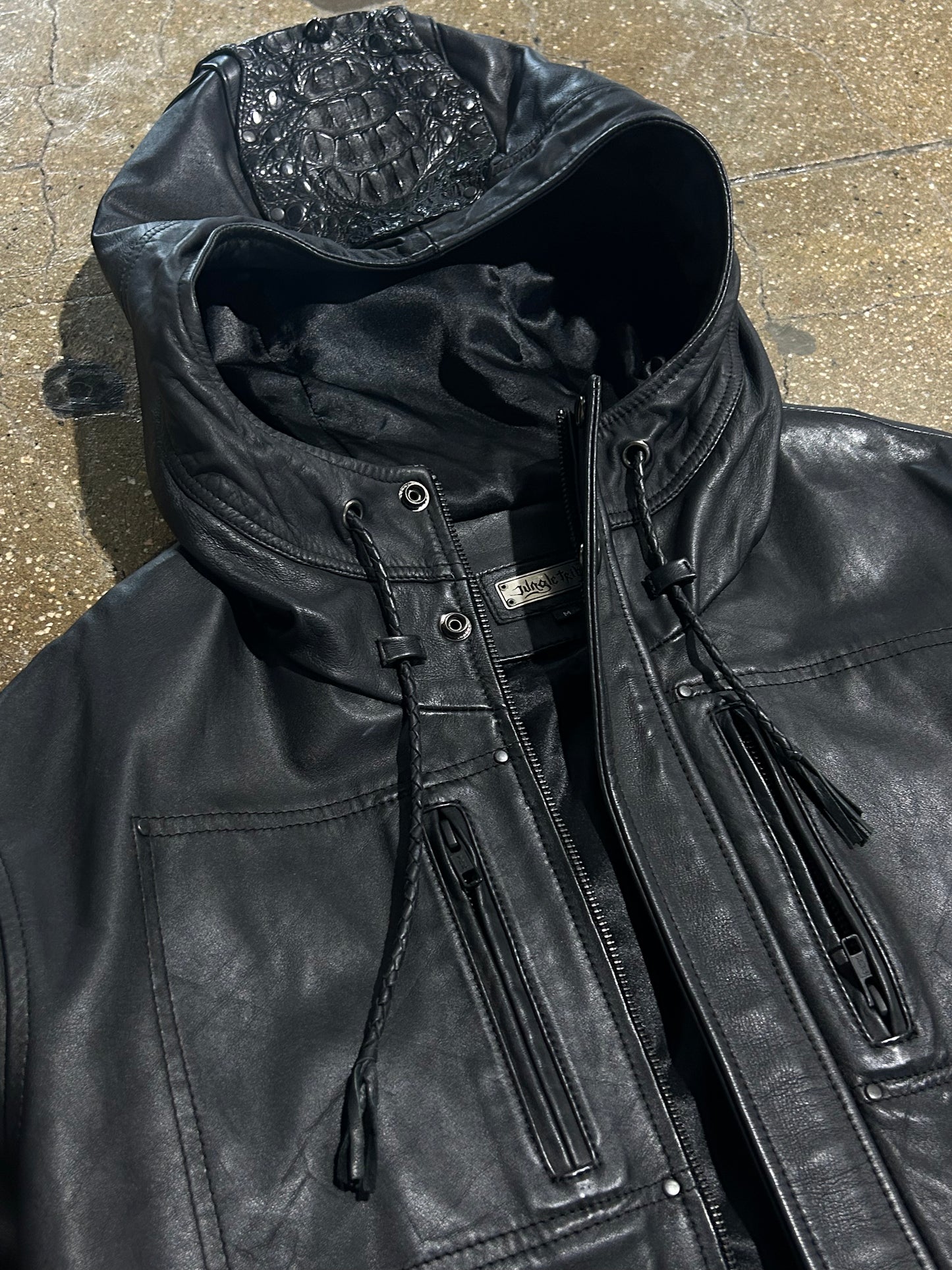 HOODED LEATHER JACKET