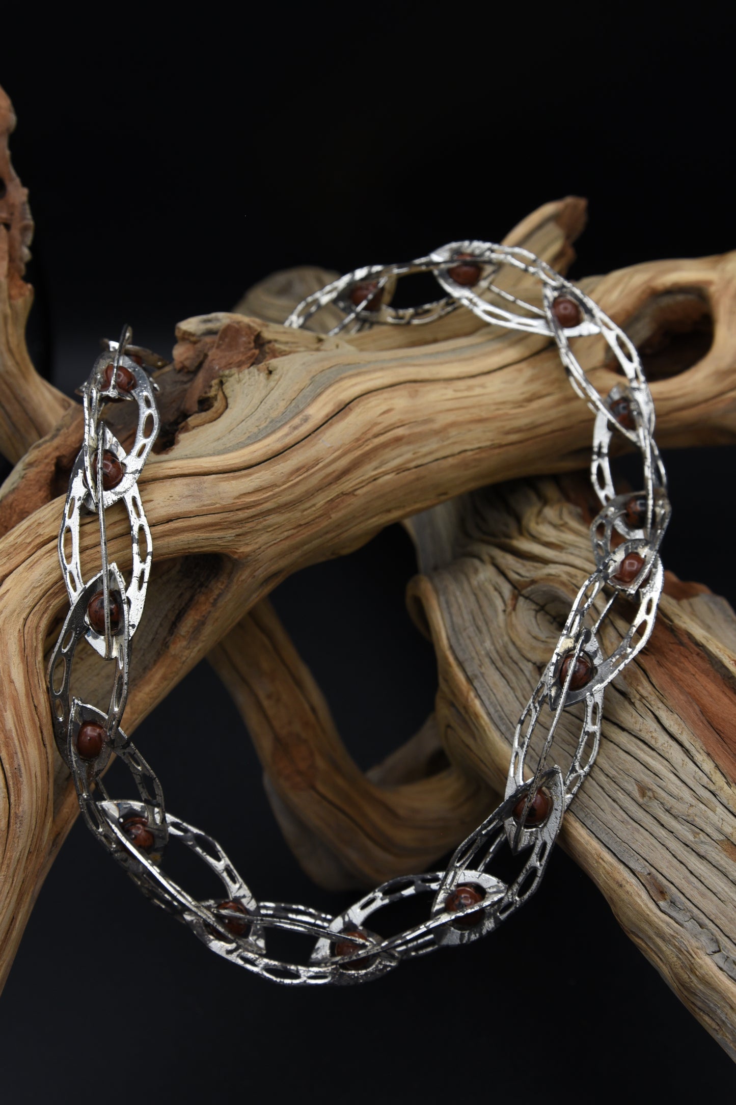 LACEBONE CHAIN - SPECKLED RED OBSIDIAN