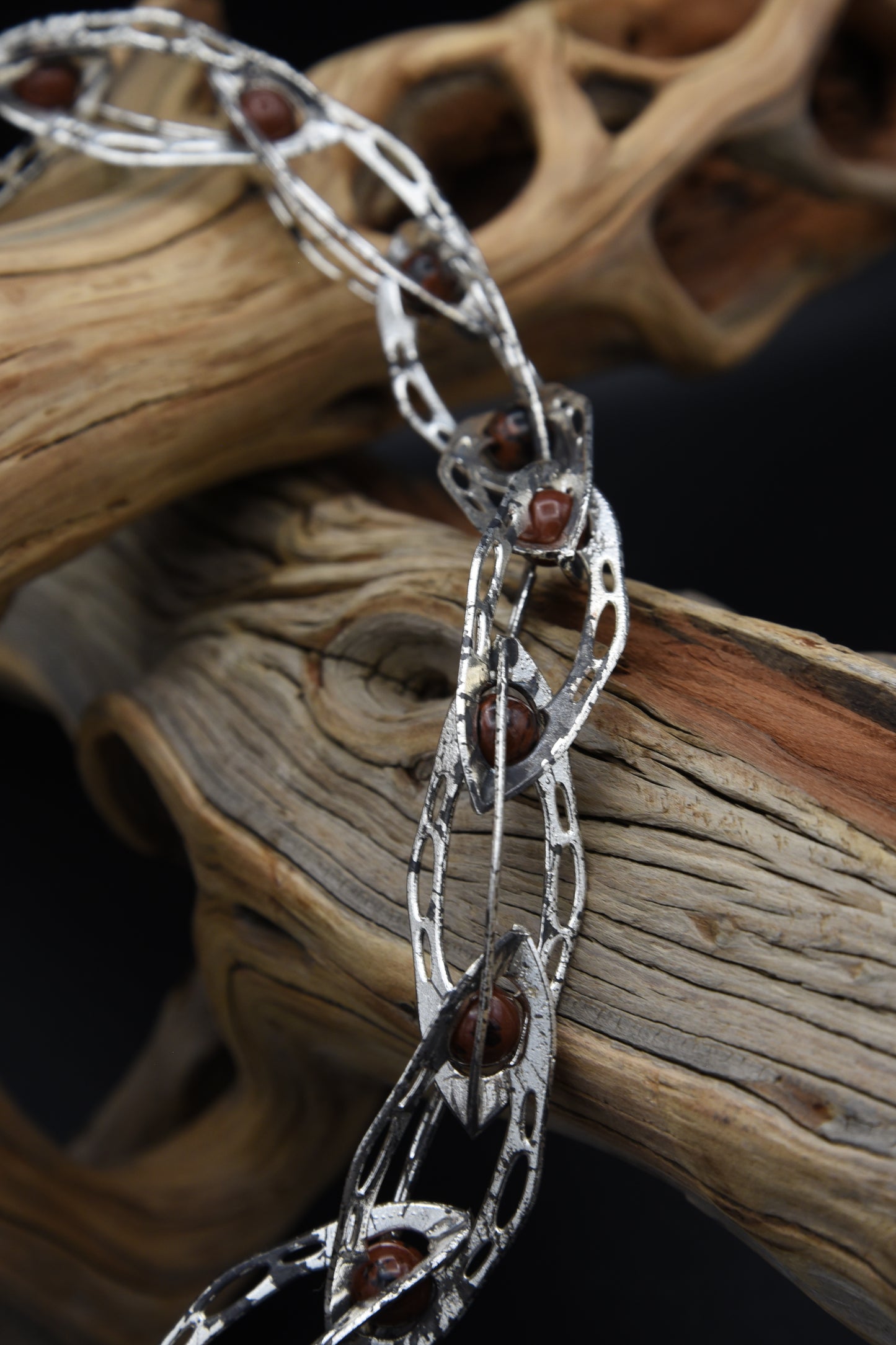 LACEBONE CHAIN - SPECKLED RED OBSIDIAN