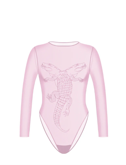 ALLIGATOR PINK LONG SLEEVE BODYSUIT