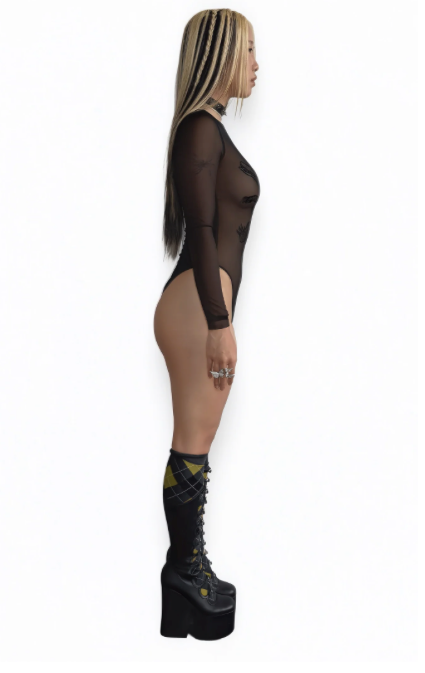 ALLIGATOR BLACK LONG SLEEVE BODYSUIT