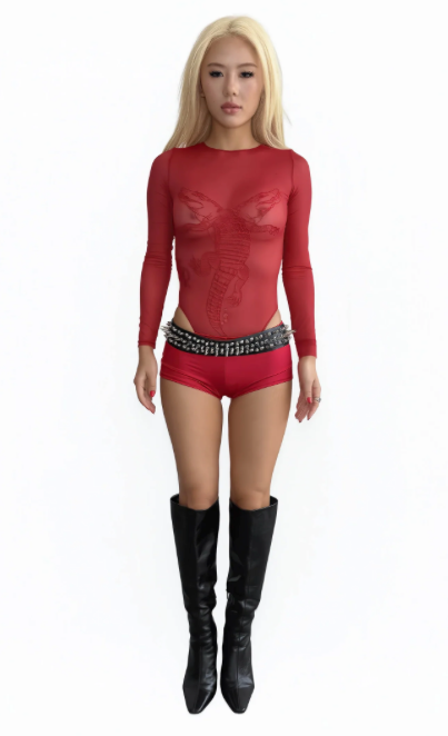 ALLIGATOR RED LONG SLEEVE BODYSUIT