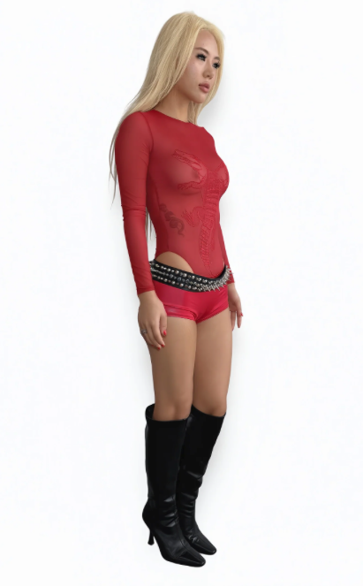 ALLIGATOR RED LONG SLEEVE BODYSUIT