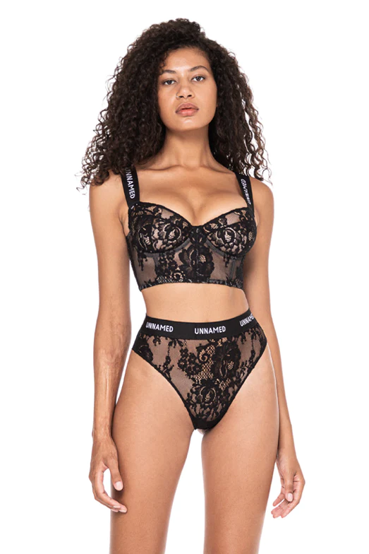 SICILIA BLACK CORSAGE HIGH-WAISTED BRIEF