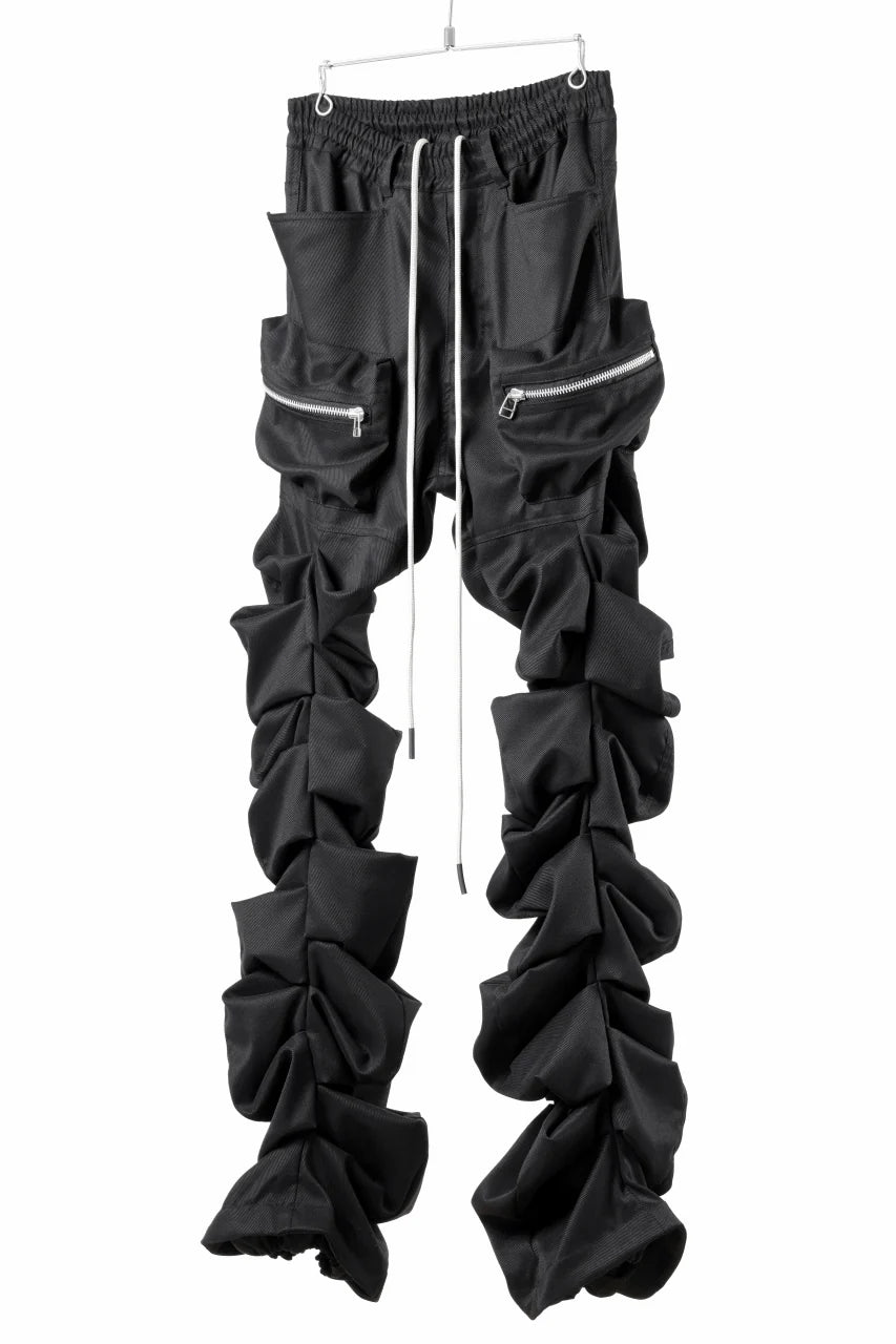 MONSTER TUCK FLARE BAGGY PANTS / LUX PES TWILL (BLACK)