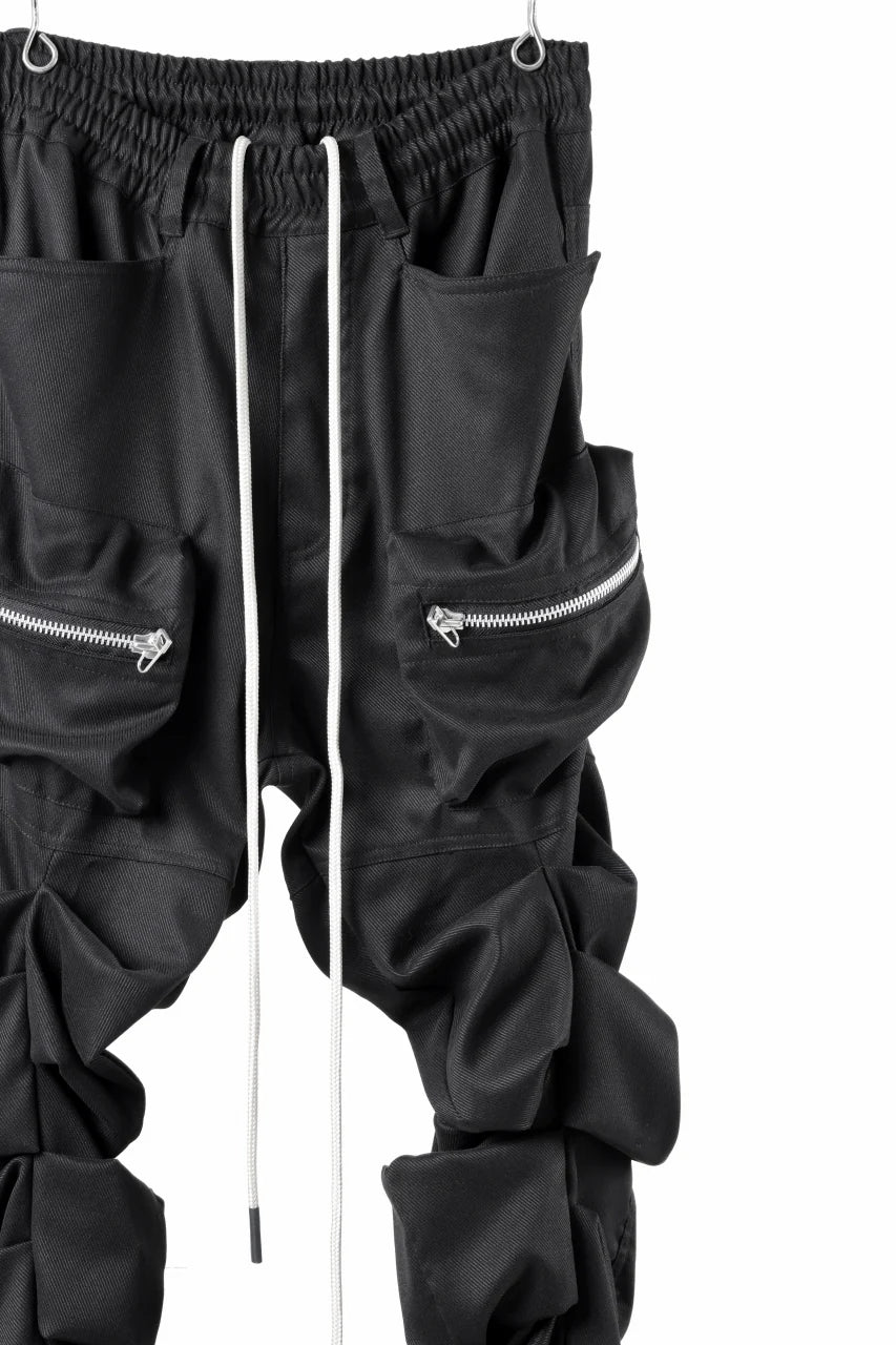 MONSTER TUCK FLARE BAGGY PANTS / LUX PES TWILL (BLACK)