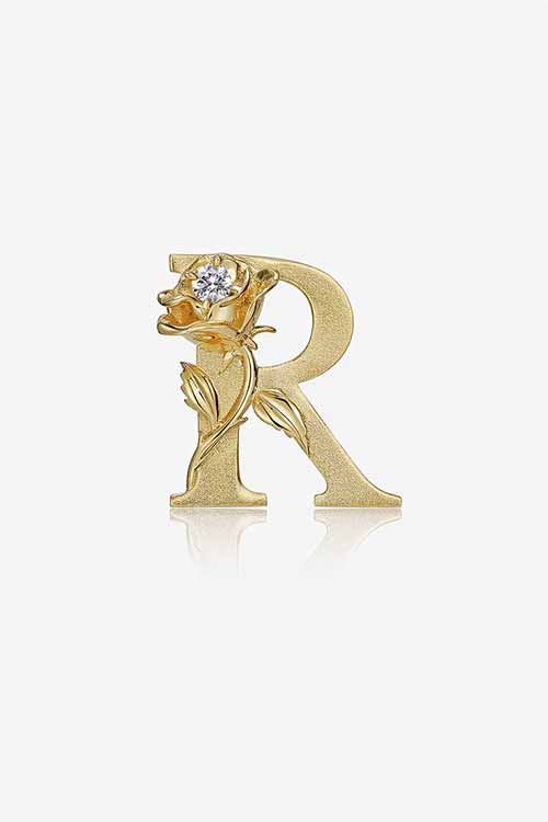 Alligator Jesus Flower Fables Diamond Gold Letter R Pendant