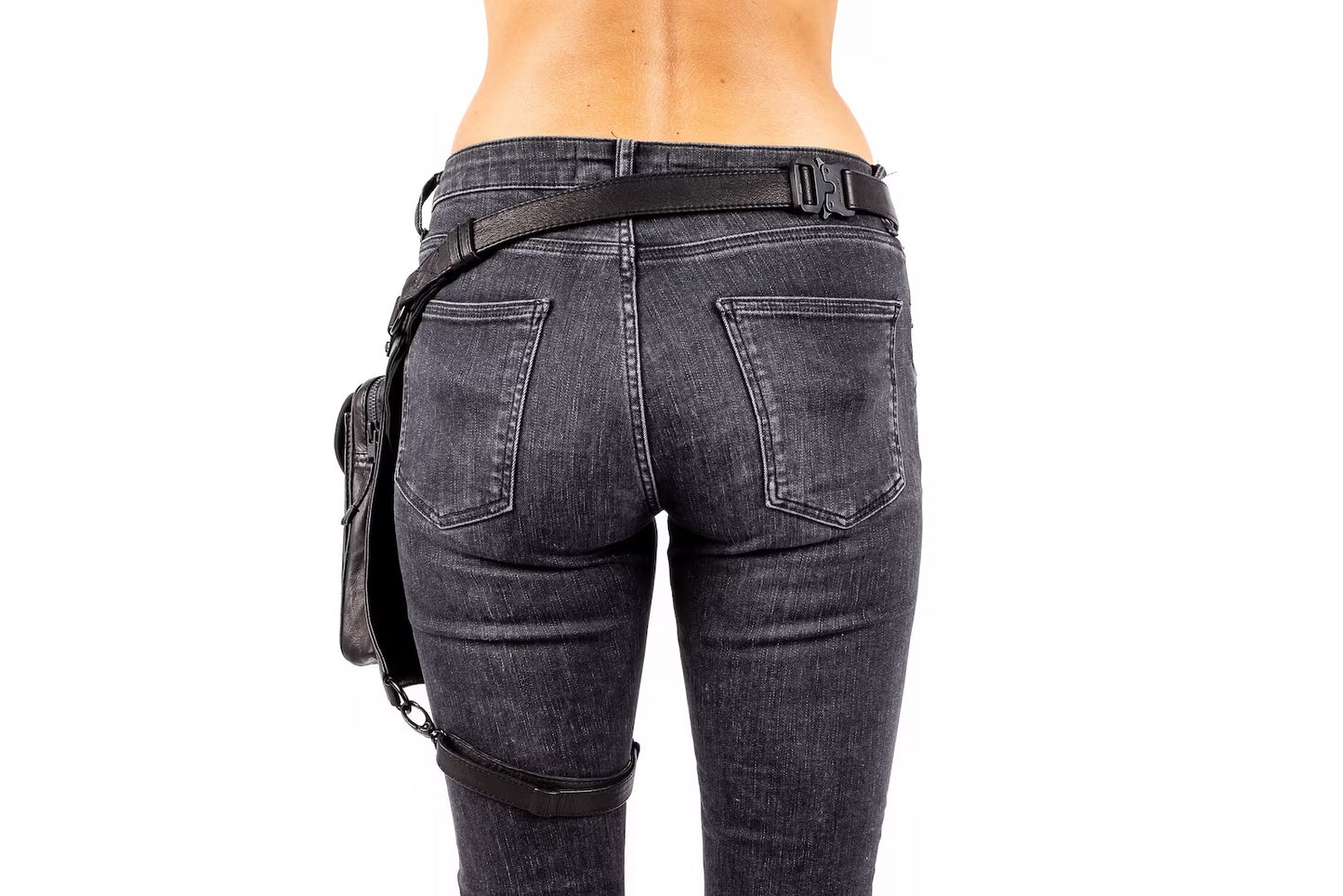 Tactical Edge Black Leather Holster and Hip Bag