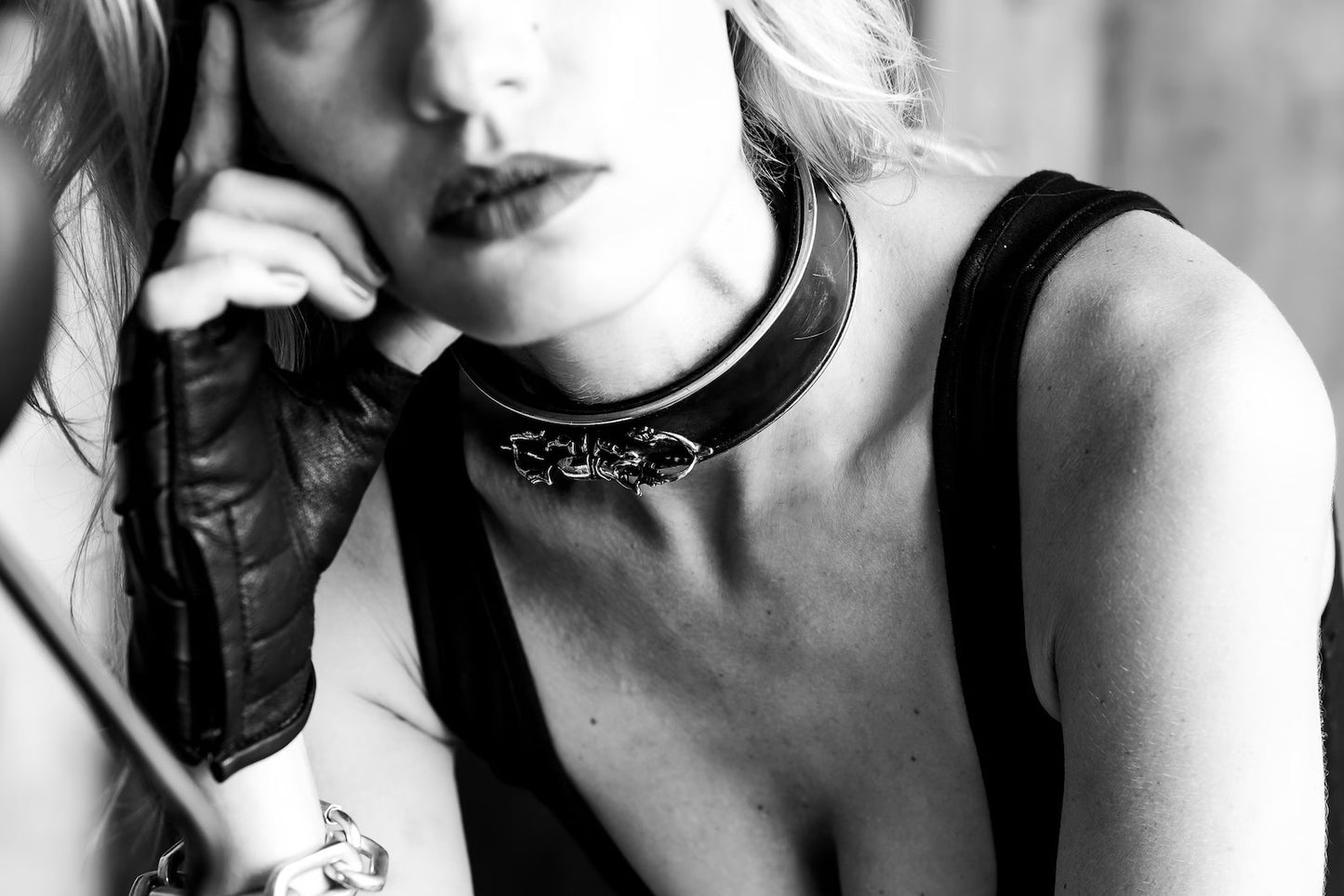 Scarab of Akasha Metal and Leather Goddess Choker