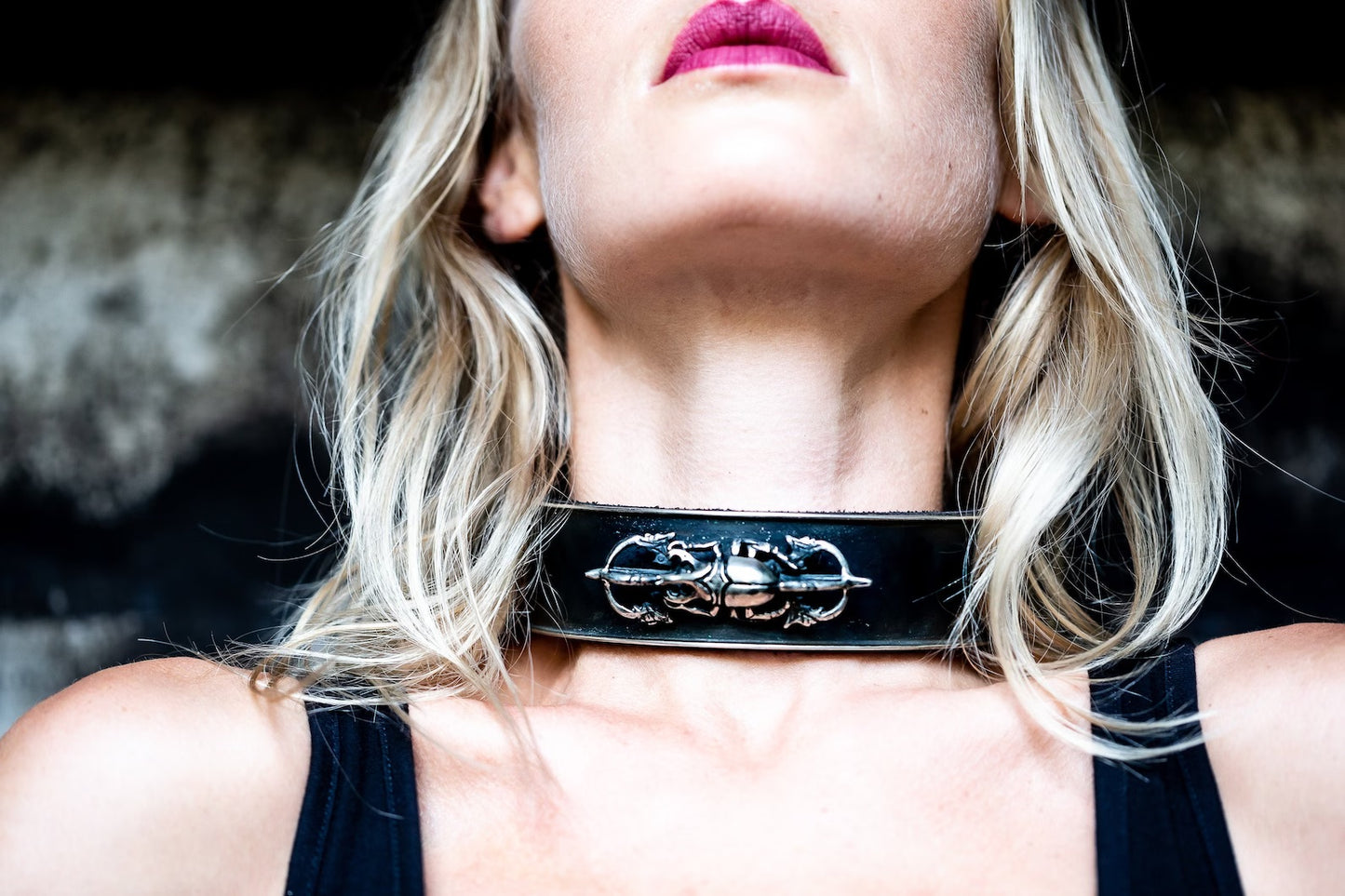Scarab of Akasha Metal and Leather Goddess Choker