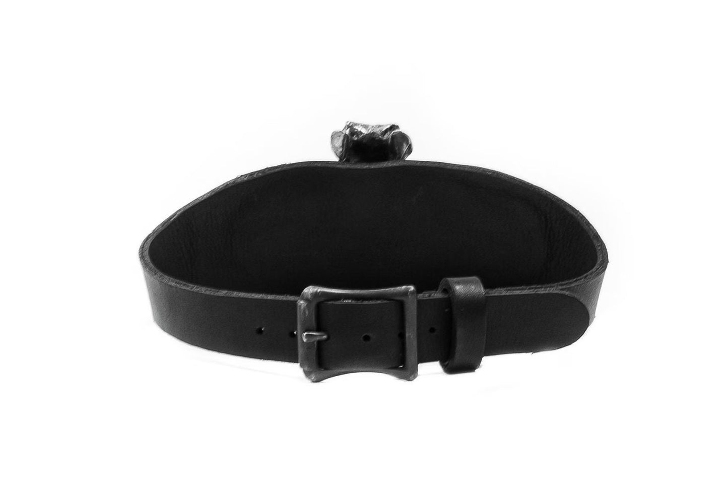 Distinguished Vertebrae O Ring Metal and Leather Choker