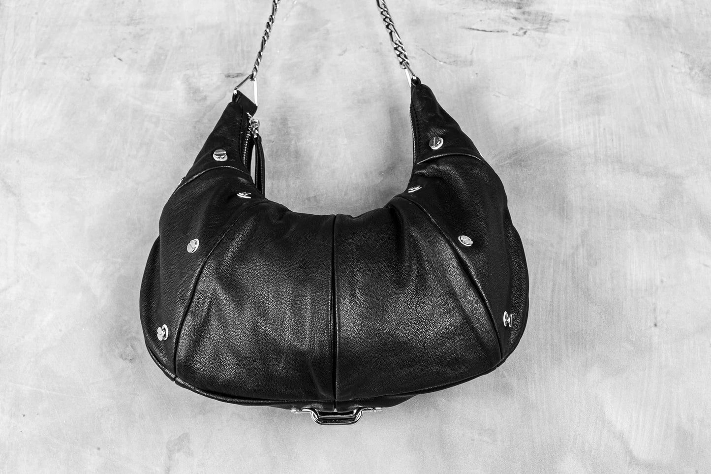 Metal on Metal Black Leather Purse