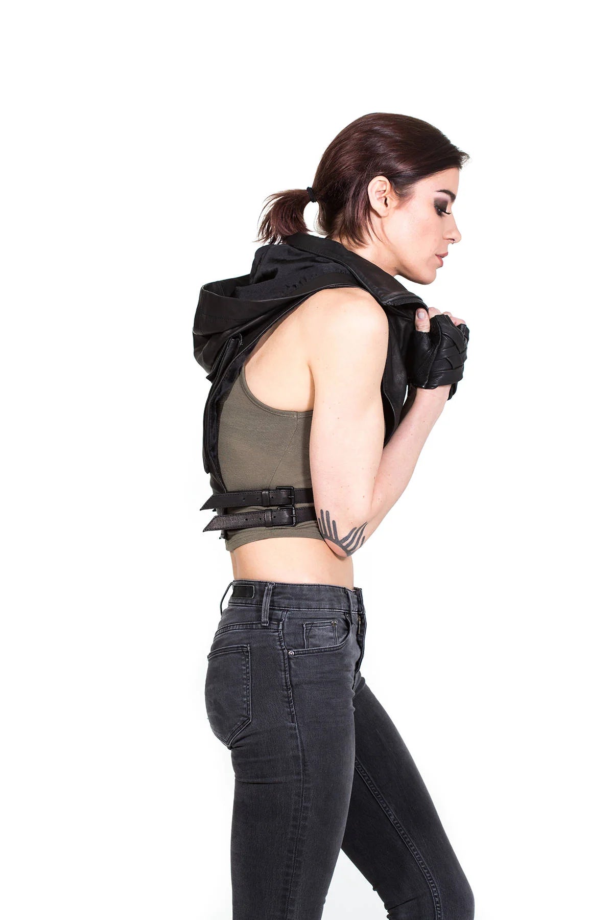 NINJA KOMBAT Techwear Hood Crop Top Vest