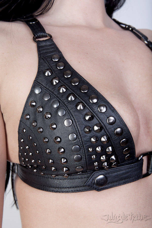 FULL STUD Leather Bra with Suede Lining