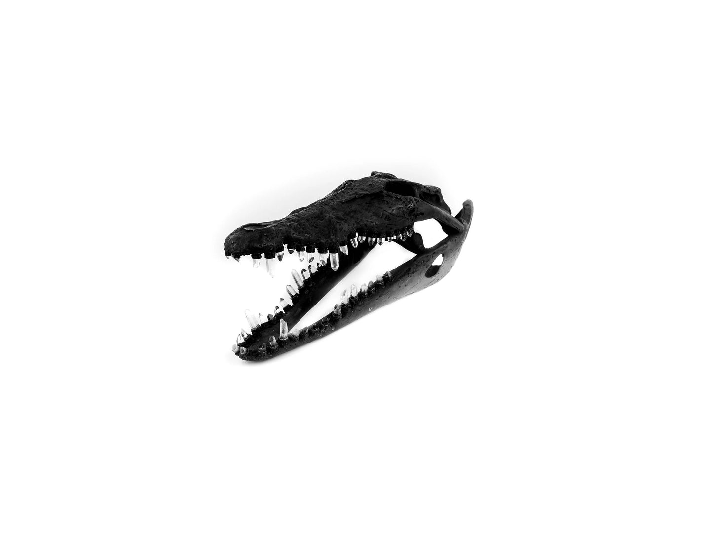 Bronze Metal Crocodile Skull Crystal Teeth