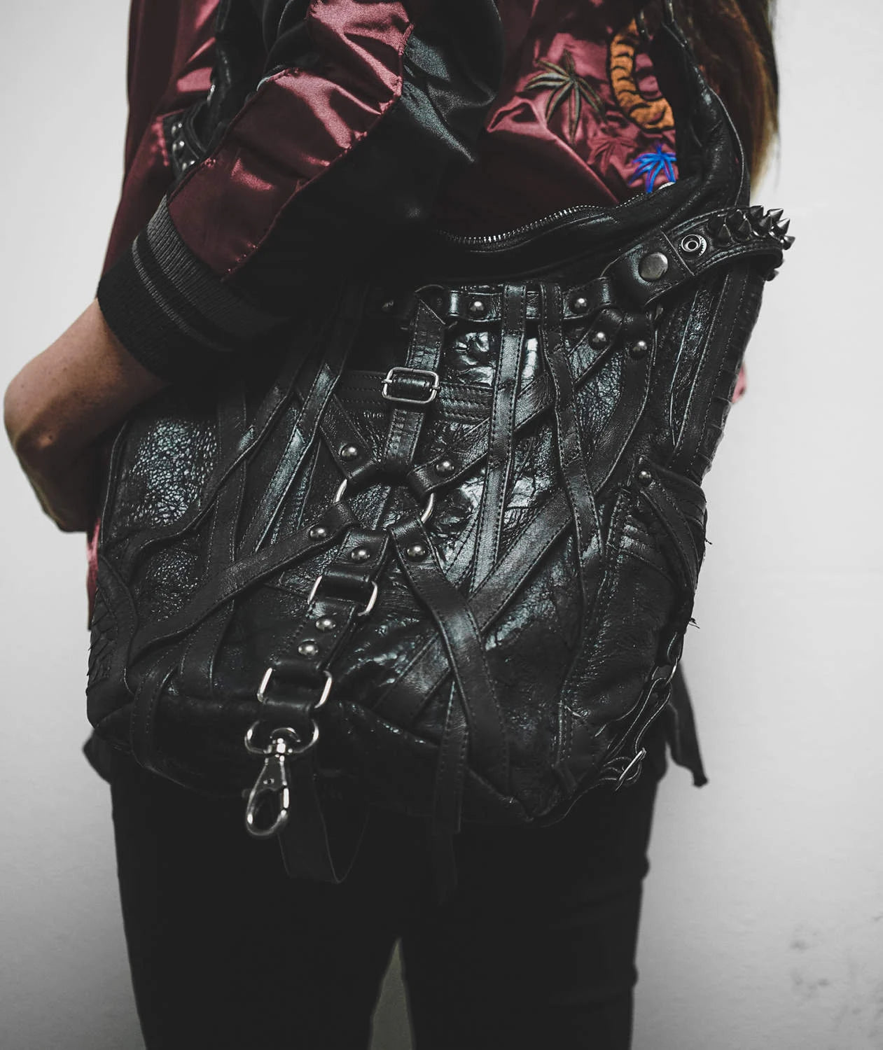Rage Cage Mini Hobo Top Handle and Leather Shoulder Bag