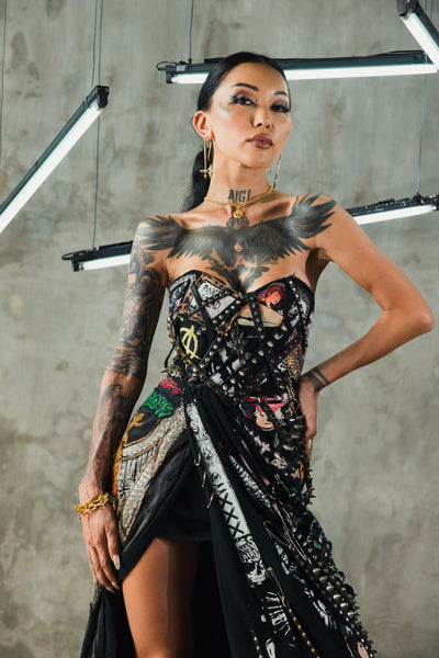 white christmas dresses Chic Punk Met Gala Couture Dress