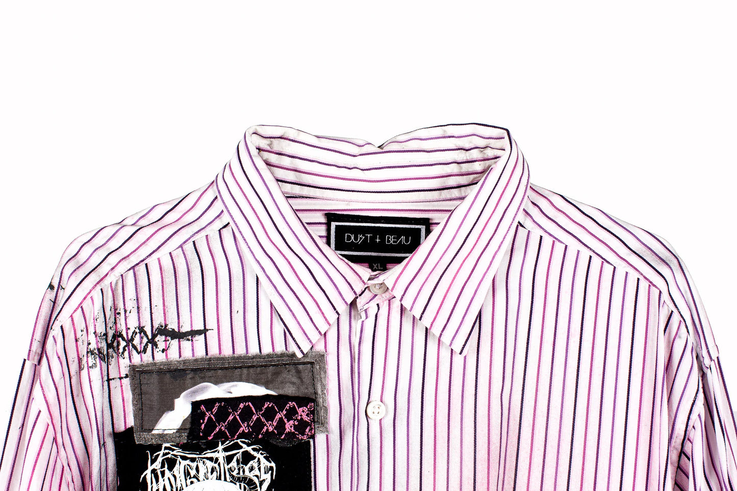 punk dress shirts Punk Style Men's White Long Sleeve Shirt / Stylish Shirts with Nylon Straps & Buckles on Both Sides