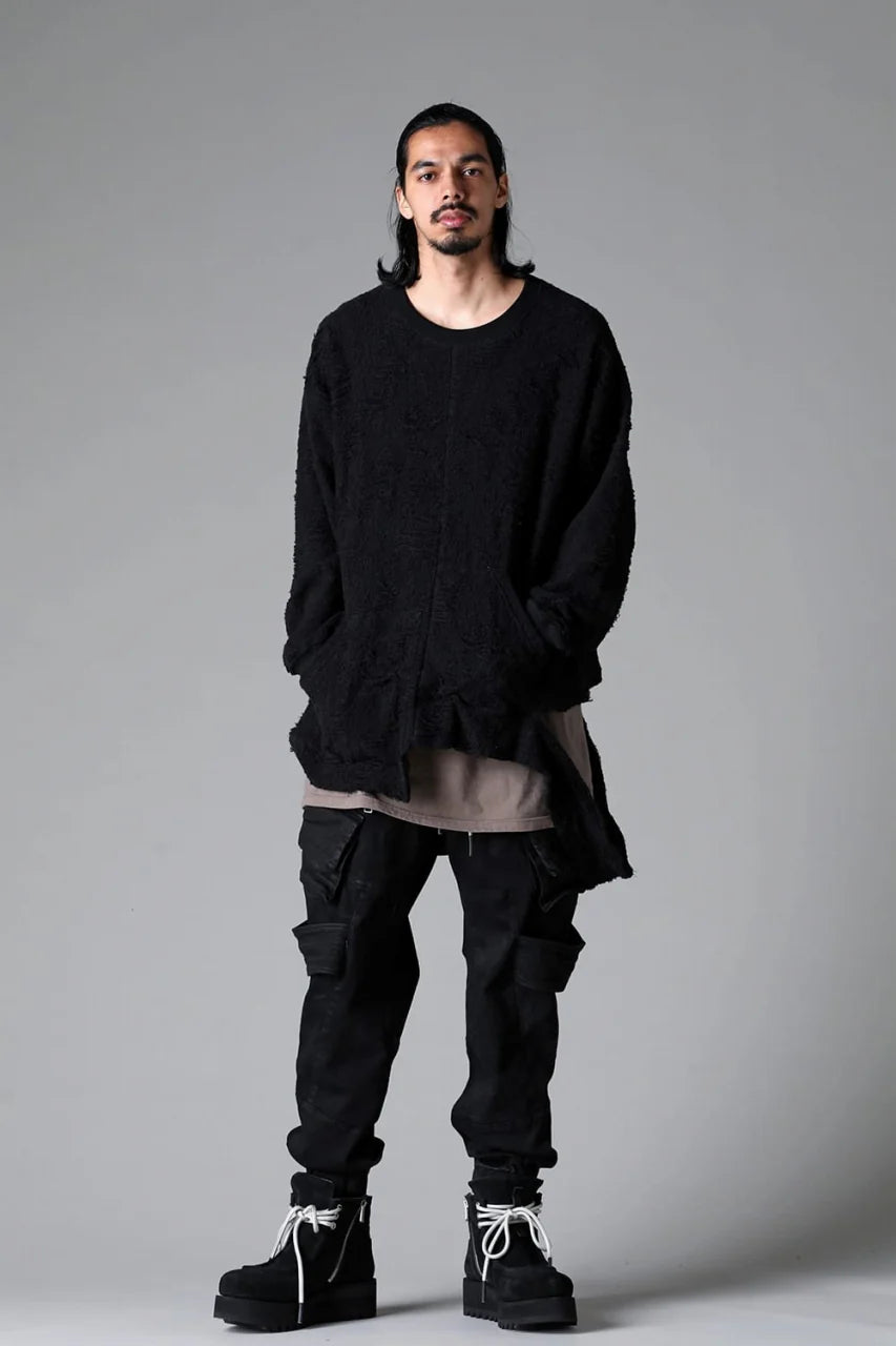 BELTED DETAIL JOGGER 2.0 / BRUSHED BACK COATING DENIM (BLACK)