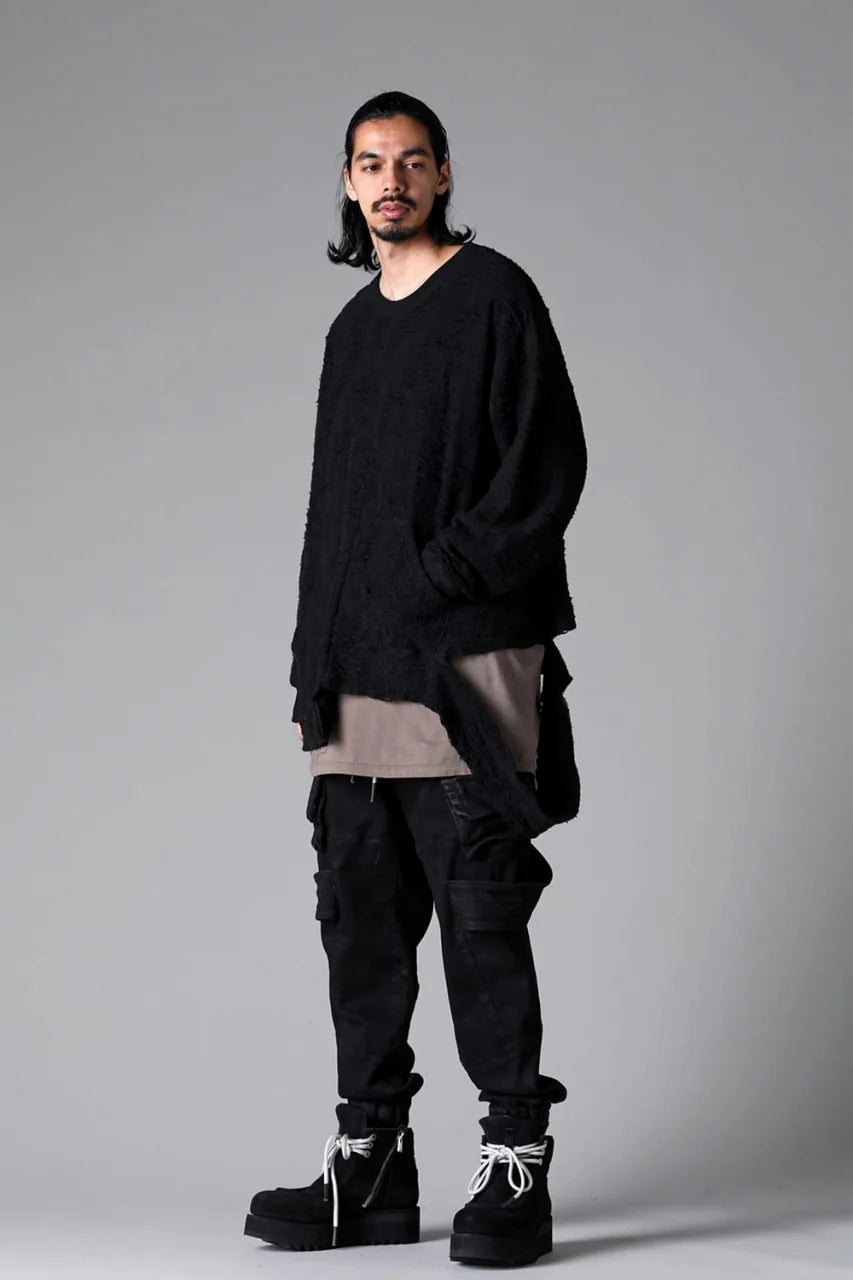 BELTED DETAIL JOGGER 2.0 / BRUSHED BACK COATING DENIM (BLACK)