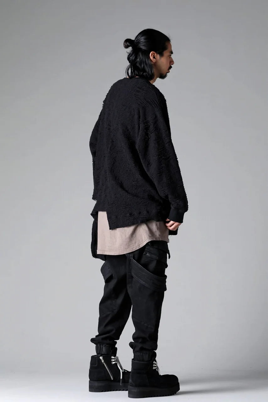 BELTED DETAIL JOGGER 2.0 / BRUSHED BACK COATING DENIM (BLACK)