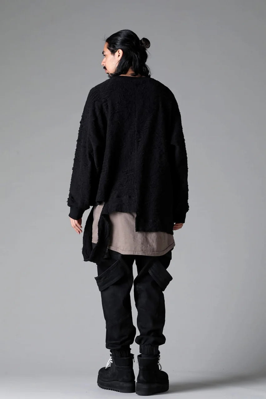 BELTED DETAIL JOGGER 2.0 / BRUSHED BACK COATING DENIM (BLACK)
