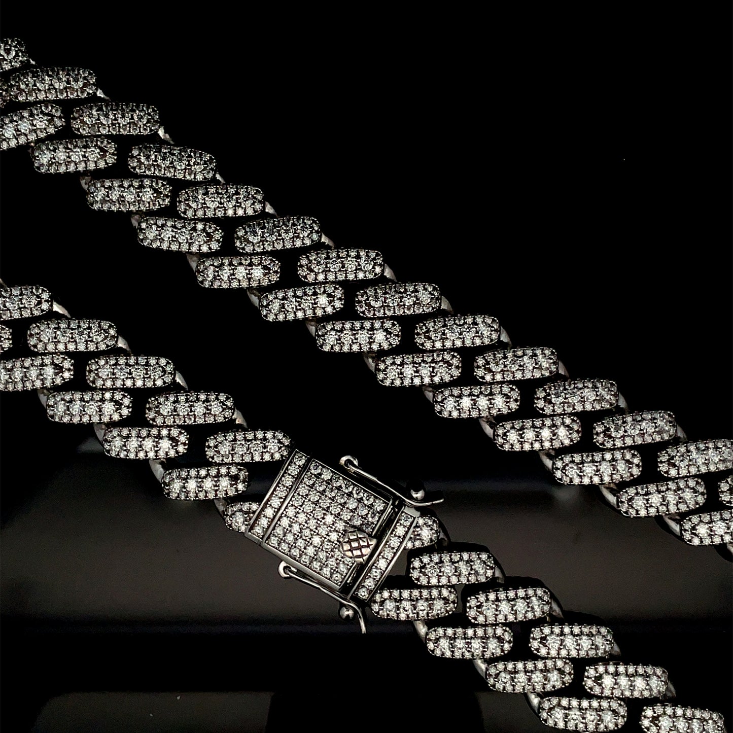 925 Silver Iced Out Square Cuban Link Chain - 18mm
