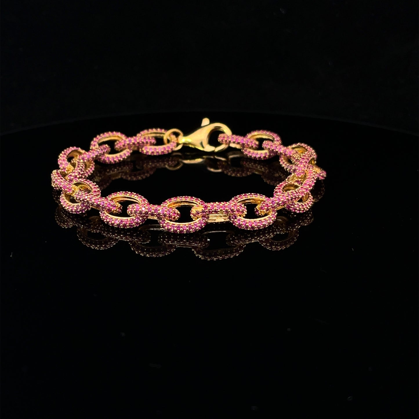 Alligator Jesus Pink Anchor Chain Bracelet