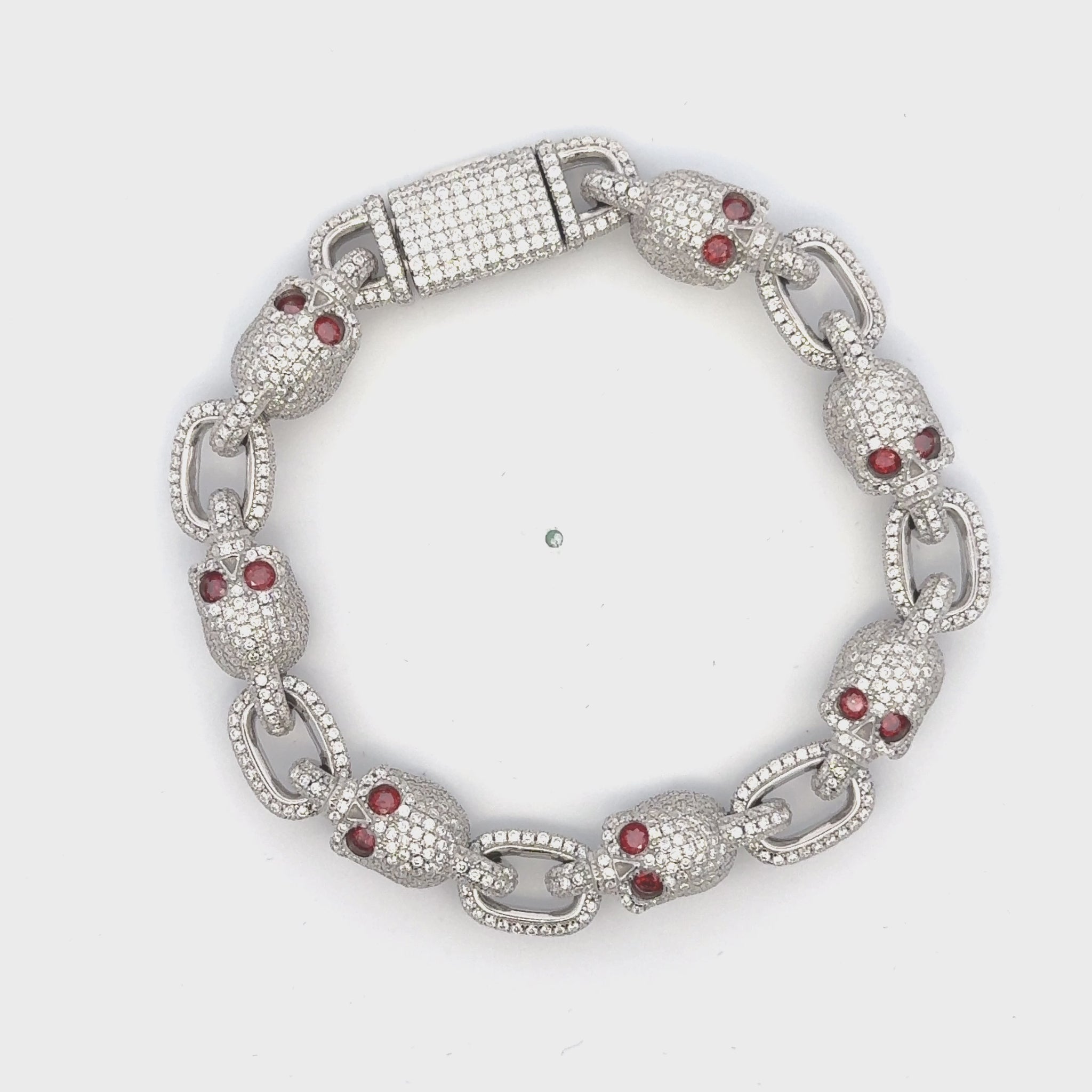Alligator Jesus MOISSANITE RUBY SKULLS Bracelet
