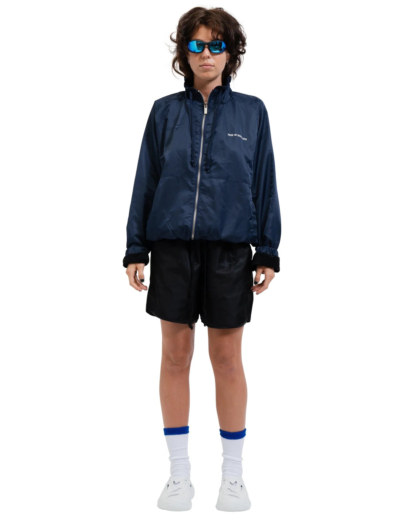 SUEDE LINED TRACK BOMBER NAVY