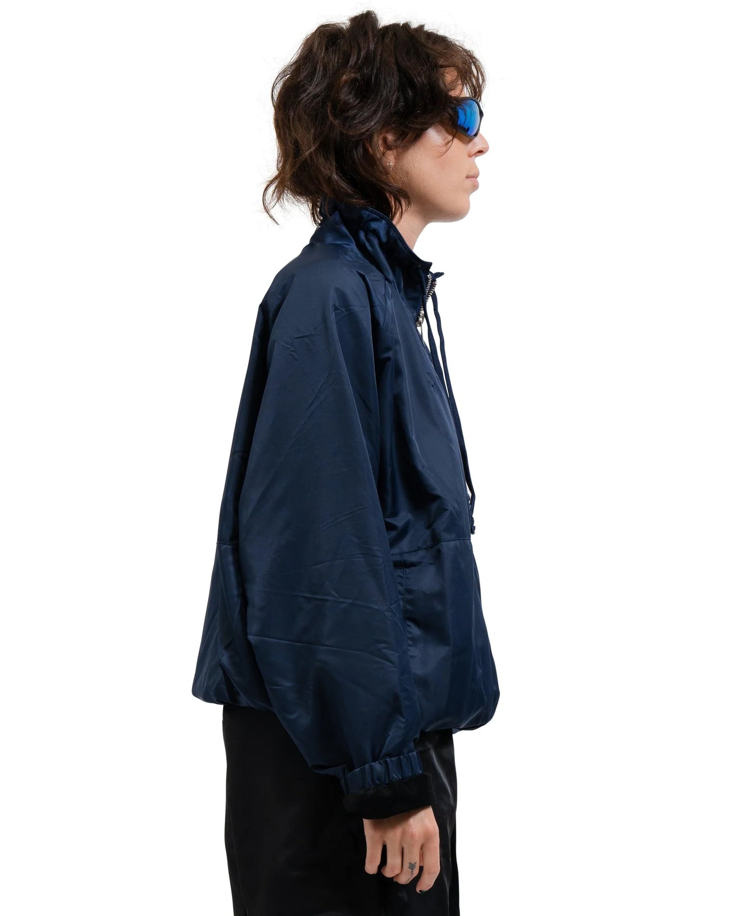 SUEDE LINED TRACK BOMBER NAVY