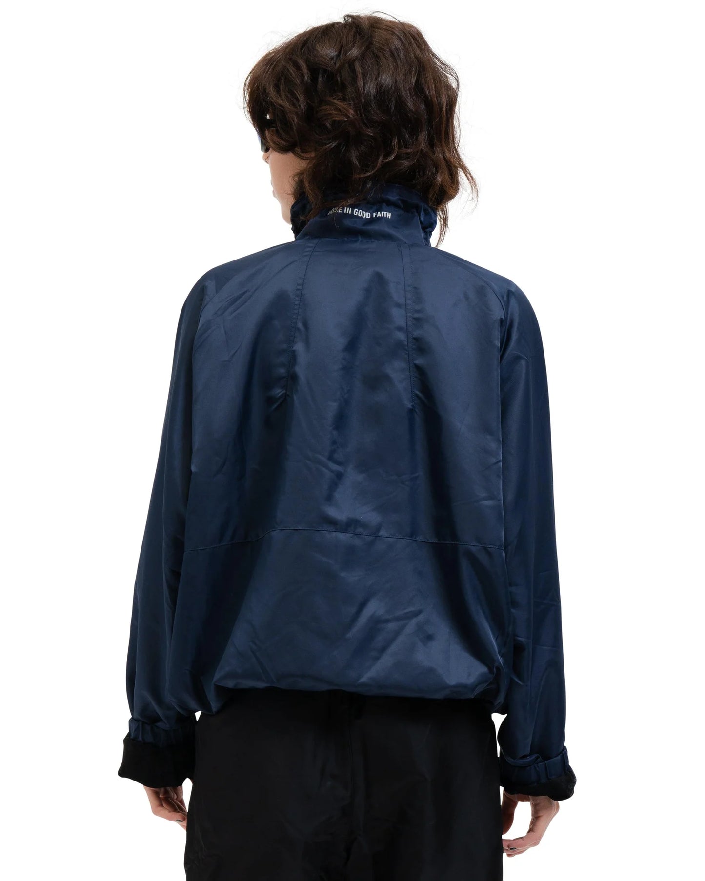 SUEDE LINED TRACK BOMBER NAVY