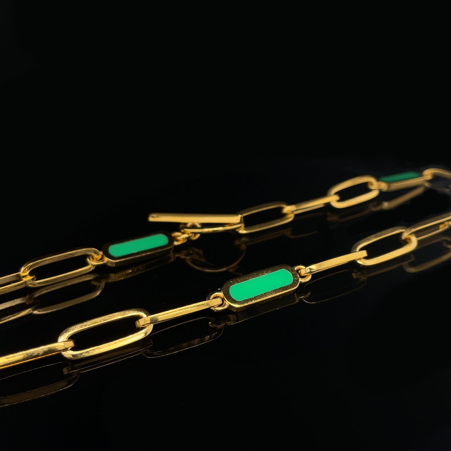 Paperclip Chain w/ Green Enamel 6.3mm