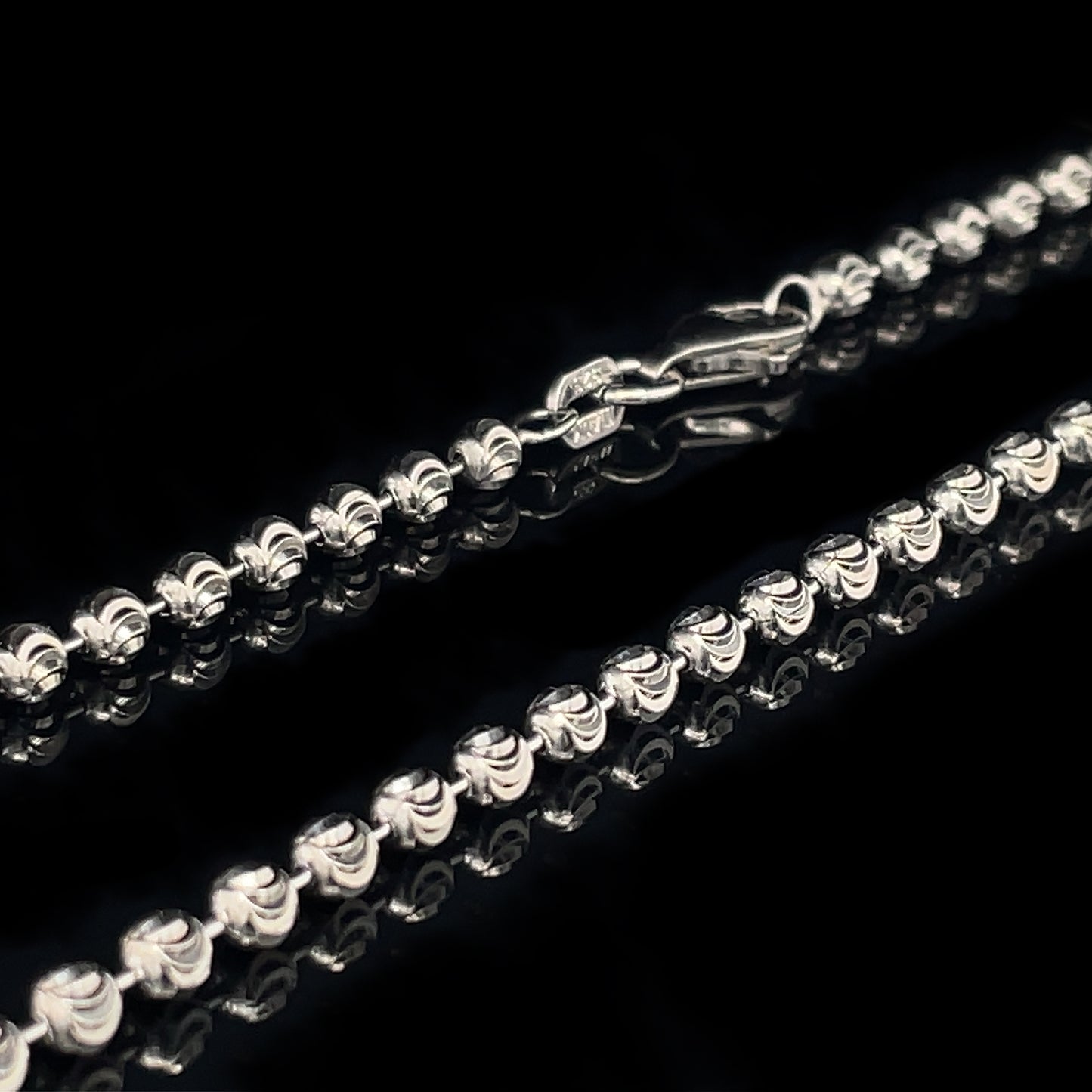 3mm Gunmetal Ball Chain w/ Diamond Cuts in Sterling Silver