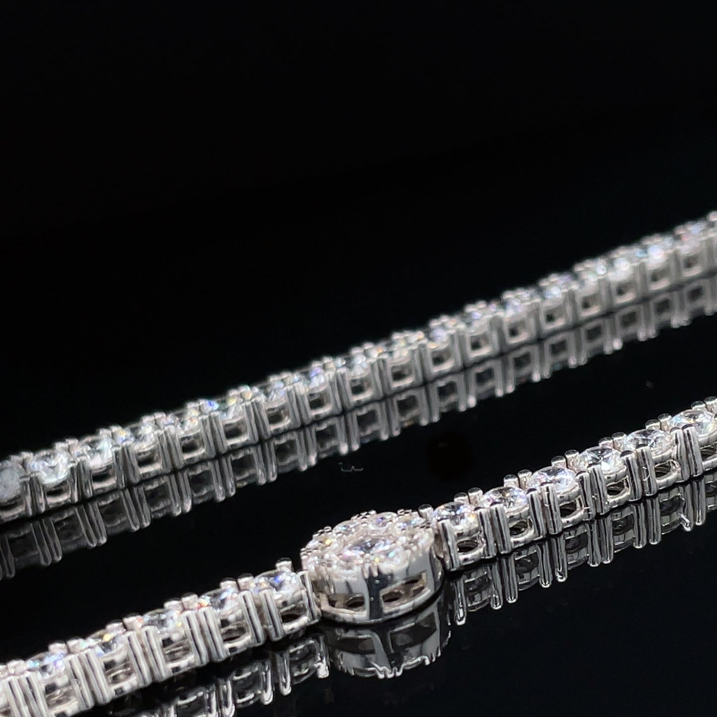 Icy Tennis Chain in Sterling Silver 4mm with 9mm Flower Settings