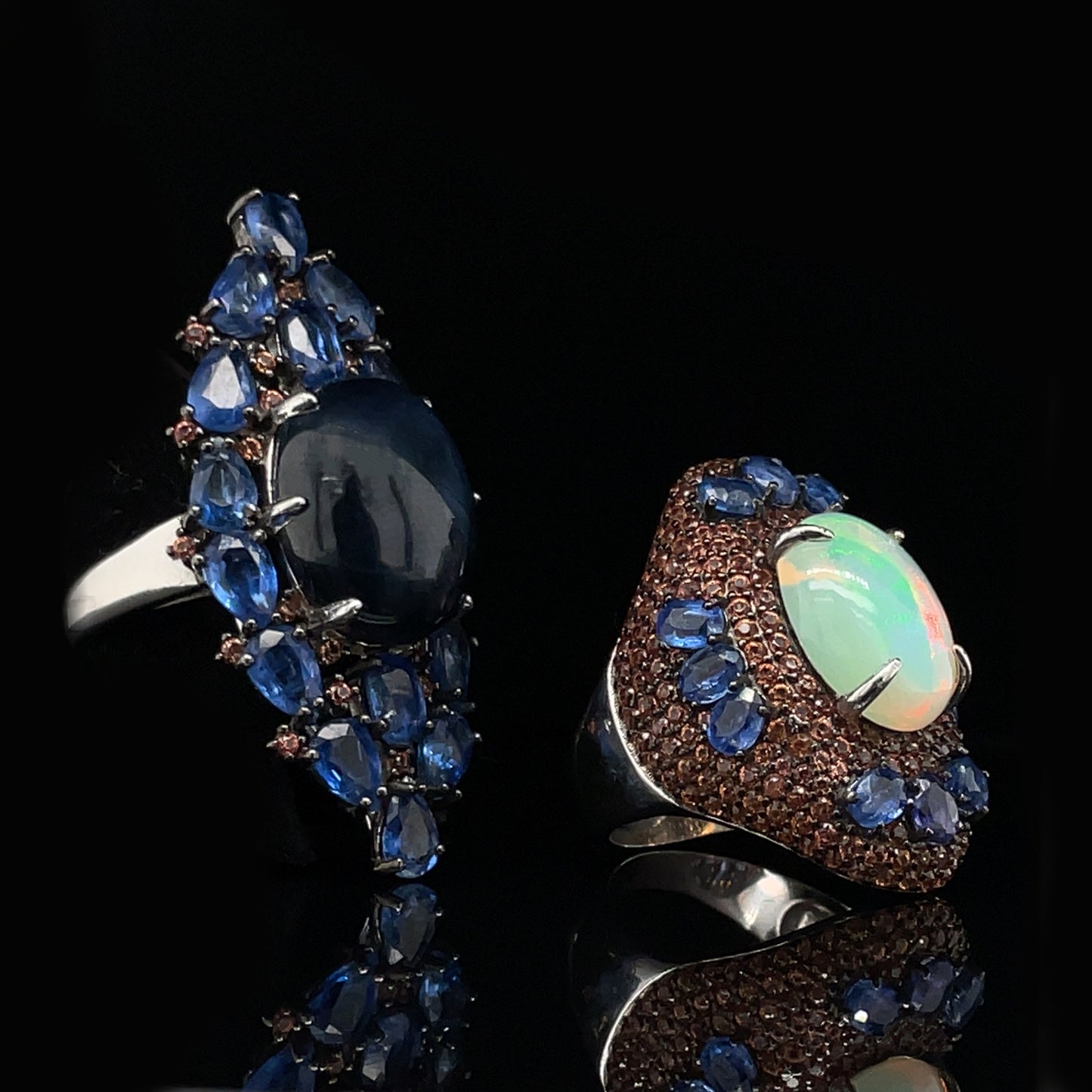Star Sapphire & Opal Ring Set