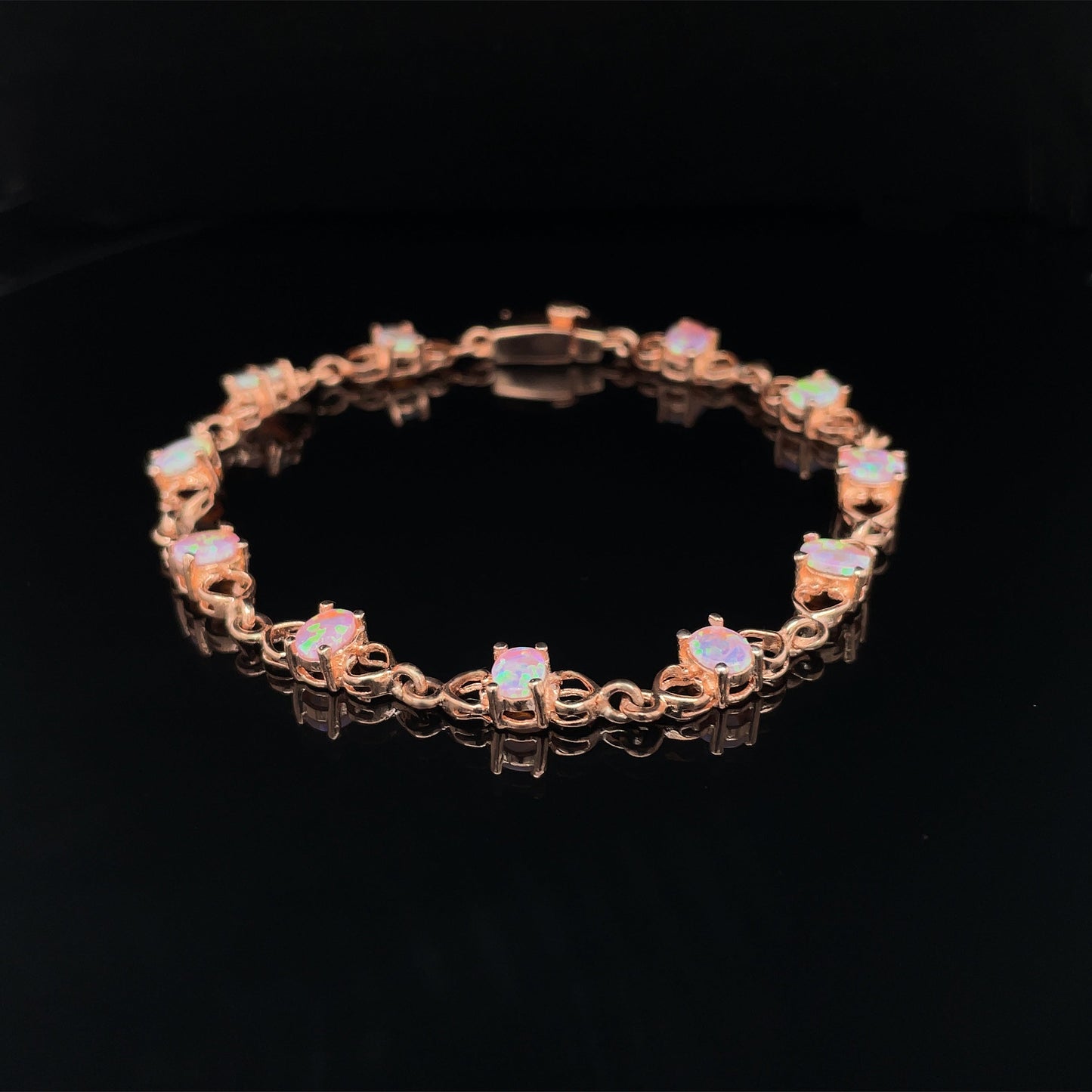 Rose Gold Plated 925 Pink Opal Bracelet