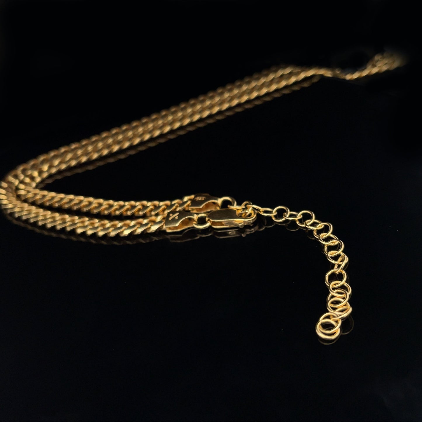 Adjustable Gold Tone 925 Miami Curb Chain Bracelet 6mm